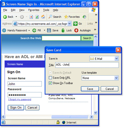 Login to AOL mail automatically with a password manager.