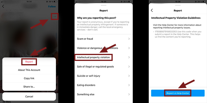 Finsta-delete Stolen-photo-instagram-report