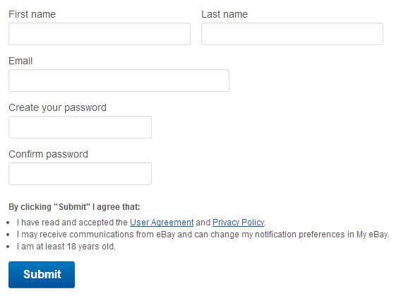 Register eBay- Screenshot of eBay website www.ebay.com