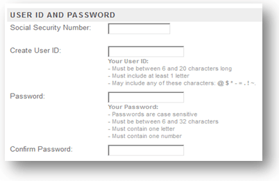 First Republic Bank Creating Your Access Data - Screenshot of First Republic bank website www.firstrepublic.com