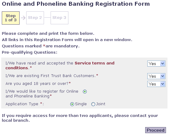 First Trust bank online Service - Screenshot of First Trust website www.firsttrustbank.co.uk