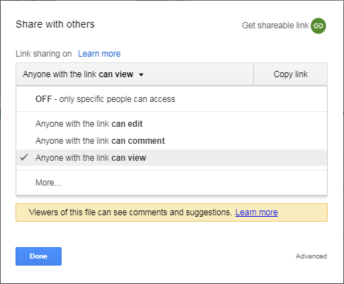 Anyone with the link can view on Google Drive